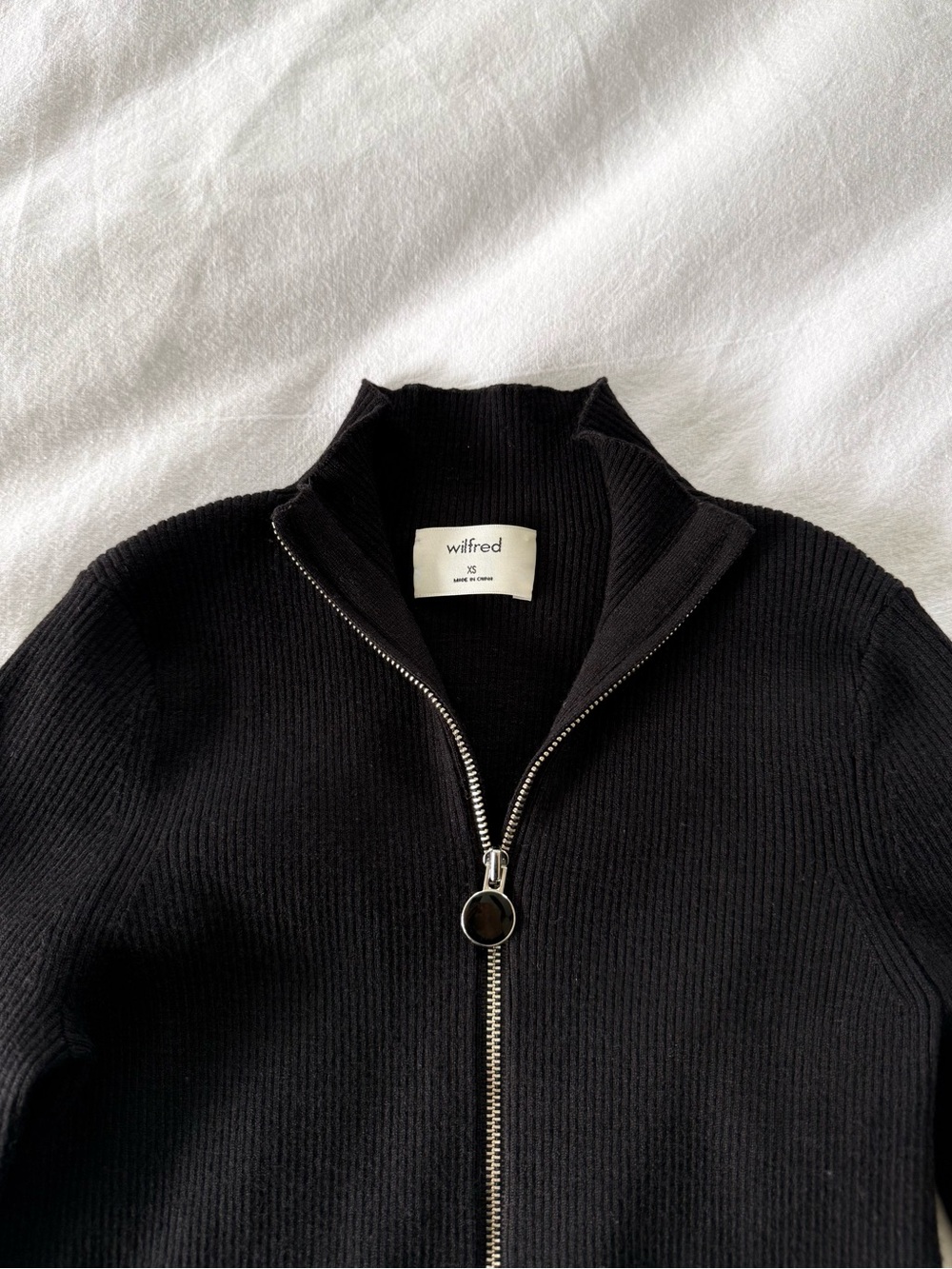 Wilfred Black Ribbed Half-Zip Pullover Size XS - Picture 3 of 5